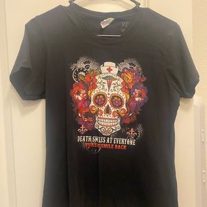 Skull day of the dead nurses shirt